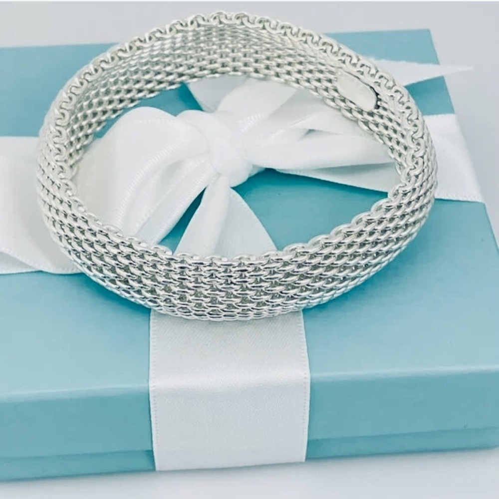 Vintage Tiffany & Co. Somerset Mesh Bangle Bracelet .925 Silver – 7.5” - Picture 4 of 8